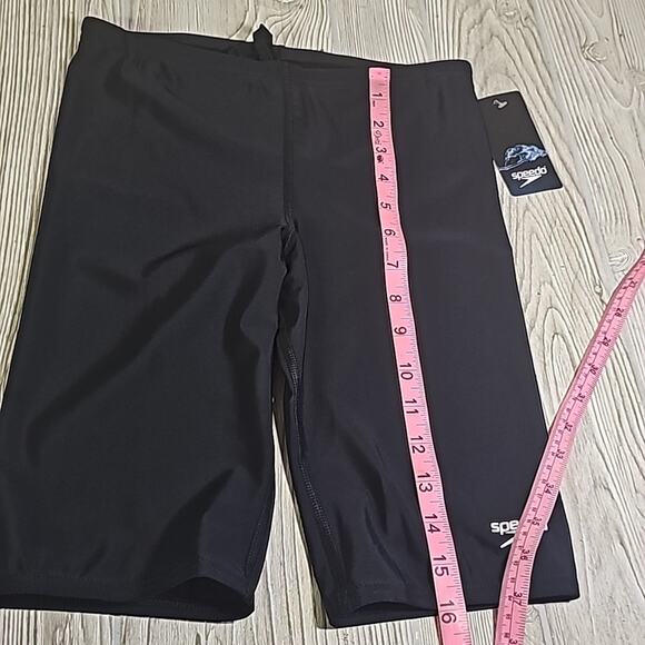 Speedo Powerflex Solid Jammer Swimsuit Black Shorts Mens Size 30 NWT - Picture 5 of 7